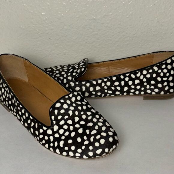 J. Crew Cora Calf Hair Loafers Cheetah Print Black and white women's size 6 - Picture 16 of 16
